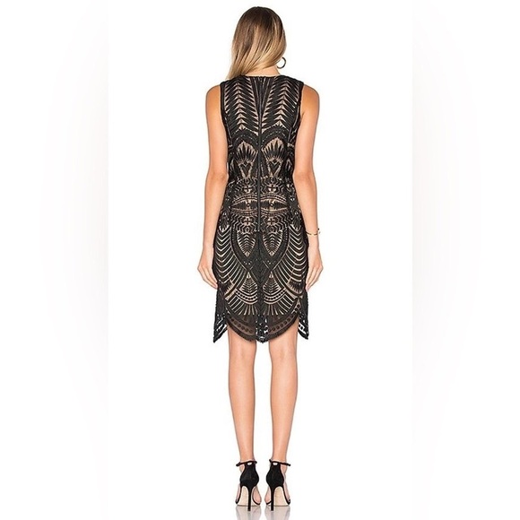 NWT Revolve Bardot Lace Embroidered Dress in Black 10 Large Goth Event Formal - Picture 3 of 16